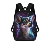 sinyumoney 3D Printed 17inch Backpack Galactic Chihuahua Art Print -2 Children's Travel Lightweight School Bags Boys Girls School Bag for Middle School Students