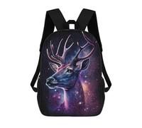 sinyumoney 3D Printed 17inch Backpack Galactic Deer Art Print-4 Children's Travel Lightweight School Bags Boys Girls School Bag for Middle School Students