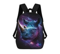 sinyumoney 3D Printed 17inch Backpack Galactic Rhino Portrait-3 Children's Travel Lightweight School Bags Boys Girls School Bag for Middle School Students
