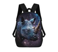 sinyumoney 3D Printed 17inch Backpack Galactic Rhino Portrait-8 Children's Travel Lightweight School Bags Boys Girls School Bag for Middle School Students
