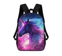 sinyumoney 3D Printed 17inch Backpack Galactic Unicorn Fantasy Art Children's Travel Lightweight School Bags Boys Girls School Bag for Middle School Students