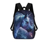 sinyumoney 3D Printed 17inch Backpack Galactic Unicorn Fantasy Art Children's Travel Lightweight School Bags Boys Girls School Bag for Middle School Students