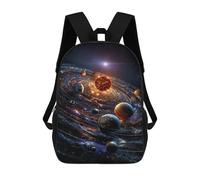 sinyumoney 3D Printed 17inch Backpack Galaxy Planets Space Art -1 Children's Travel Lightweight School Bags Boys Girls School Bag for Middle School Students