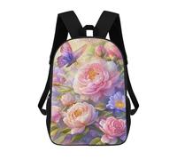 sinyumoney 3D Printed 17inch Backpack Garden Flowers Butterfly Painting Children's Travel Lightweight School Bags Boys Girls School Bag for Middle School Students
