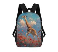 sinyumoney 3D Printed 17inch Backpack Giraffe in Poppy Field-1 Children's Travel Lightweight School Bags Boys Girls School Bag for Middle School Students