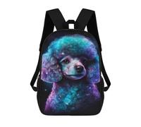 sinyumoney 3D Printed 17inch Backpack Glowing Galaxy Poodle Art Print Children's Travel Lightweight School Bags Boys Girls School Bag for Middle School Students