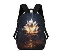 sinyumoney 3D Printed 17inch Backpack Glowing Lotus Children's Travel Lightweight School Bags Boys Girls School Bag for Middle School Students