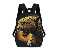 sinyumoney 3D Printed 17inch Backpack Golden Leopard Poster Art Print Children's Travel Lightweight School Bags Boys Girls School Bag for Middle School Students