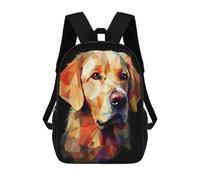 sinyumoney 3D Printed 17inch Backpack Golden Retriever Abstract Children's Travel Lightweight School Bags Boys Girls School Bag for Middle School Students