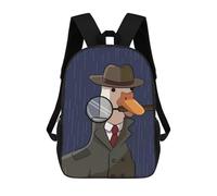 sinyumoney 3D Printed 17inch Backpack Goose Game Ducktective Children's Travel Lightweight School Bags Boys Girls School Bag for Middle School Students