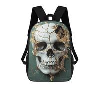 sinyumoney 3D Printed 17inch Backpack Gothic Skull Wall Decor Children's Travel Lightweight School Bags Boys Girls School Bag for Middle School Students