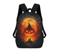 sinyumoney 3D Printed 17inch Backpack Halloween Night Scene Children's Travel Lightweight School Bags Boys Girls School Bag for Middle School Students