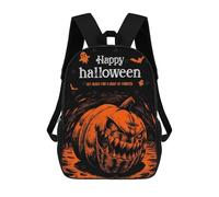 sinyumoney 3D Printed 17inch Backpack Happy Halloween Pumpkin Frights Children's Travel Lightweight School Bags Boys Girls School Bag for Middle School Students