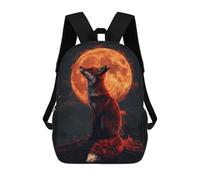 sinyumoney 3D Printed 17inch Backpack Japanese Red Fox Children's Travel Lightweight School Bags Boys Girls School Bag for Middle School Students