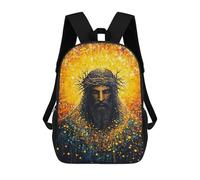 sinyumoney 3D Printed 17inch Backpack Jesus Christ Painting Art Children's Travel Lightweight School Bags Boys Girls School Bag for Middle School Students