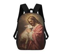 sinyumoney 3D Printed 17inch Backpack Jesus Holding Lamb Painting-9 Children's Travel Lightweight School Bags Boys Girls School Bag for Middle School Students