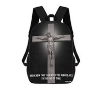 sinyumoney 3D Printed 17inch Backpack Jesus Poster Quotes Children's Travel Lightweight School Bags Boys Girls School Bag for Middle School Students