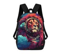 sinyumoney 3D Printed 17inch Backpack Lion Astronaut Space Suit Children's Travel Lightweight School Bags Boys Girls School Bag for Middle School Students