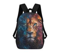 sinyumoney 3D Printed 17inch Backpack Lion Painting Portrait Children's Travel Lightweight School Bags Boys Girls School Bag for Middle School Students