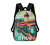 sinyumoney 3D Printed 17inch Backpack Lucerne Reflections Children's Travel Lightweight School Bags Boys Girls School Bag for Middle School Students