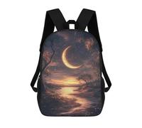 sinyumoney 3D Printed 17inch Backpack Magical Moonlit Pathway Children's Travel Lightweight School Bags Boys Girls School Bag for Middle School Students