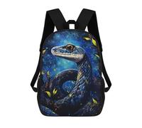 sinyumoney 3D Printed 17inch Backpack Magical Night Snake Artwork Children's Travel Lightweight School Bags Boys Girls School Bag for Middle School Students