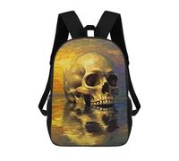 sinyumoney 3D Printed 17inch Backpack Memento Mori Reflections Children's Travel Lightweight School Bags Boys Girls School Bag for Middle School Students