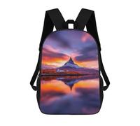 sinyumoney 3D Printed 17inch Backpack Mountain Reflection at Sunset Children's Travel Lightweight School Bags Boys Girls School Bag for Middle School Students