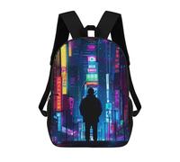 sinyumoney 3D Printed 17inch Backpack Neon Cityscape-1 Children's Travel Lightweight School Bags Boys Girls School Bag for Middle School Students