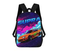 sinyumoney 3D Printed 17inch Backpack Orange Supra Car Digital Art Children's Travel Lightweight School Bags Boys Girls School Bag for Middle School Students