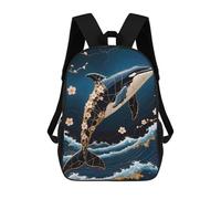 sinyumoney 3D Printed 17inch Backpack Orca Kintsugi Art Children's Travel Lightweight School Bags Boys Girls School Bag for Middle School Students