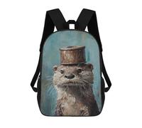 sinyumoney 3D Printed 17inch Backpack Otter in Top Hat Painting-4 Children's Travel Lightweight School Bags Boys Girls School Bag for Middle School Students