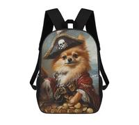 sinyumoney 3D Printed 17inch Backpack Pirate Dog Treasure Chest-89 Children's Travel Lightweight School Bags Boys Girls School Bag for Middle School Students