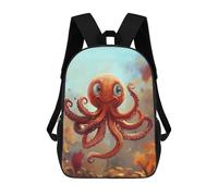 sinyumoney 3D Printed 17inch Backpack Playful Octopus Painting Children's Travel Lightweight School Bags Boys Girls School Bag for Middle School Students