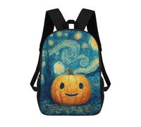 sinyumoney 3D Printed 17inch Backpack Pumpkin with Starry Night Background-1 Children's Travel Lightweight School Bags Boys Girls School Bag for Middle School Students