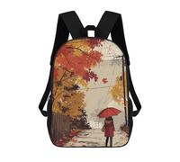 sinyumoney 3D Printed 17inch Backpack Rainy Autumn Walk Children's Travel Lightweight School Bags Boys Girls School Bag for Middle School Students