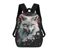 sinyumoney 3D Printed 17inch Backpack Red-Eyed Wolf Art Print Children's Travel Lightweight School Bags Boys Girls School Bag for Middle School Students