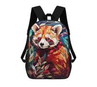 sinyumoney 3D Printed 17inch Backpack Red Panda Stained Glass Children's Travel Lightweight School Bags Boys Girls School Bag for Middle School Students