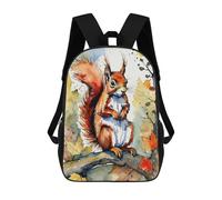 sinyumoney 3D Printed 17inch Backpack Red Squirrel Watercolor Painting Children's Travel Lightweight School Bags Boys Girls School Bag for Middle School Students