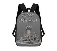 sinyumoney 3D Printed 17inch Backpack Release The Meowken Children's Travel Lightweight School Bags Boys Girls School Bag for Middle School Students
