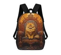 sinyumoney 3D Printed 17inch Backpack Royal Persian Cat Throne-12 Children's Travel Lightweight School Bags Boys Girls School Bag for Middle School Students