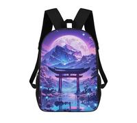 sinyumoney 3D Printed 17inch Backpack Sakura Moonlit Lake Children's Travel Lightweight School Bags Boys Girls School Bag for Middle School Students