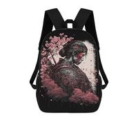 sinyumoney 3D Printed 17inch Backpack Samurai Warrior with Cherry Blossoms-1 Children's Travel Lightweight School Bags Boys Girls School Bag for Middle School Students