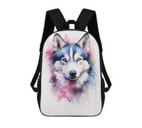 sinyumoney 3D Printed 17inch Backpack Siberian Husky Portrait Children's Travel Lightweight School Bags Boys Girls School Bag for Middle School Students