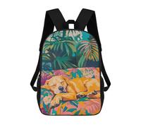sinyumoney 3D Printed 17inch Backpack Sleeping Dog in Tropical Garden Children's Travel Lightweight School Bags Boys Girls School Bag for Middle School Students