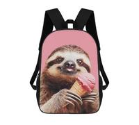 sinyumoney 3D Printed 17inch Backpack Sloth Eating Ice Cream Children's Travel Lightweight School Bags Boys Girls School Bag for Middle School Students