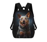 sinyumoney 3D Printed 17inch Backpack Smiling Australian Cattle Dog Children's Travel Lightweight School Bags Boys Girls School Bag for Middle School Students