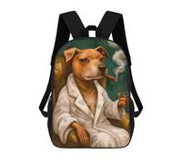 sinyumoney 3D Printed 17inch Backpack Sophisticated Dog Smoking Cigar Painting Children's Travel Lightweight School Bags Boys Girls School Bag for Middle School Students