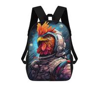 sinyumoney 3D Printed 17inch Backpack Space Chicken Explorer-2 Children's Travel Lightweight School Bags Boys Girls School Bag for Middle School Students