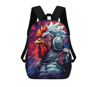 sinyumoney 3D Printed 17inch Backpack Space Chicken Explorer Children's Travel Lightweight School Bags Boys Girls School Bag for Middle School Students
